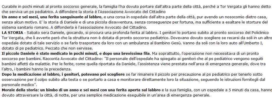 romatoday neonato policlinico tor vergata avvocato del cittadino